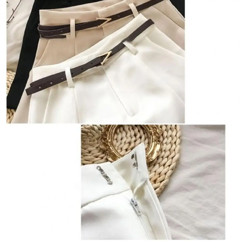 

Women Casual Shorts Stylish Women's Suit Shorts with Belt Pockets Wide Leg Casual Pants for Workwear Commuting Style Loose Fit