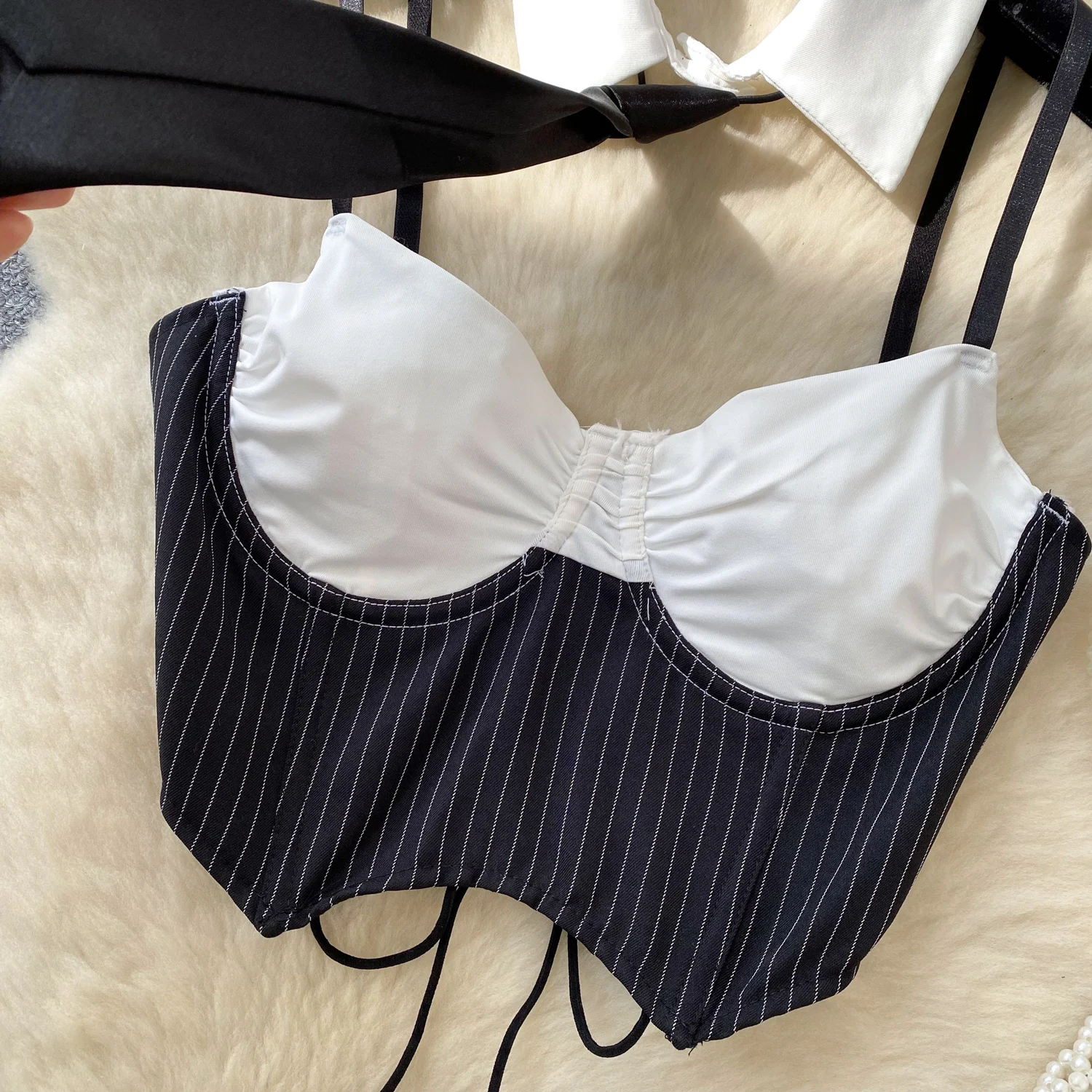 SINGREINY Club Sexy Camisole, Hotsweet Top Streetwear Patchwork Striped Mini Tank Top - Uniqwear