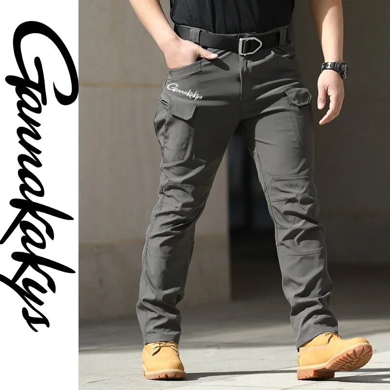 Autumn Men's Fishing Pants Windproof Hiking Sports Tactical Pants Mountaineering Camping Fishing Elastic