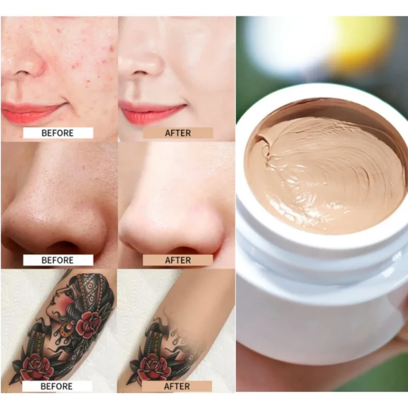 Face Concealer Full Coverage Invisible Tattoo Scars Acne Marks Dark Circles Waterproof Lasting Natural Brighten Foundation