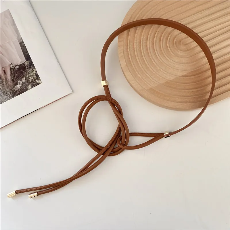 120cm New Female Waist Chain Thin Belt Simple Decoration Tie With Dress Long Waist Rope Knotted Vintage Dresses String Waistband