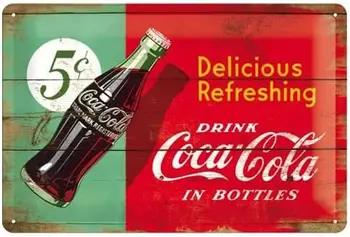 Vintage Metal Sign COCA Tin COLA Signs Wall Decor for Home Office Bar Pub Decorations 8x12 Inch(20x30cm) Tin