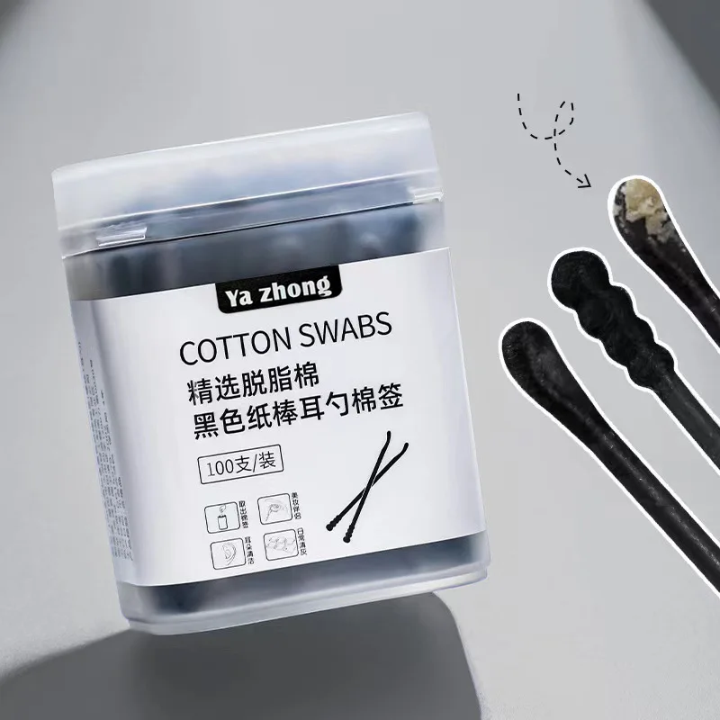 Cotton Swabs Disposable Cotton Swabs Dual-ended Dual-use 2-in-1 Ear Spoons Cosmetic Household Cleaning Ear Hollowing 100pc