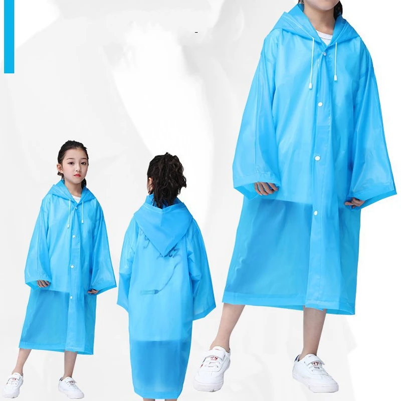 raincoat poncho EVA Children Adult Thickened Waterproof Outdoor Hiking Travel Reusable Rain Jacket