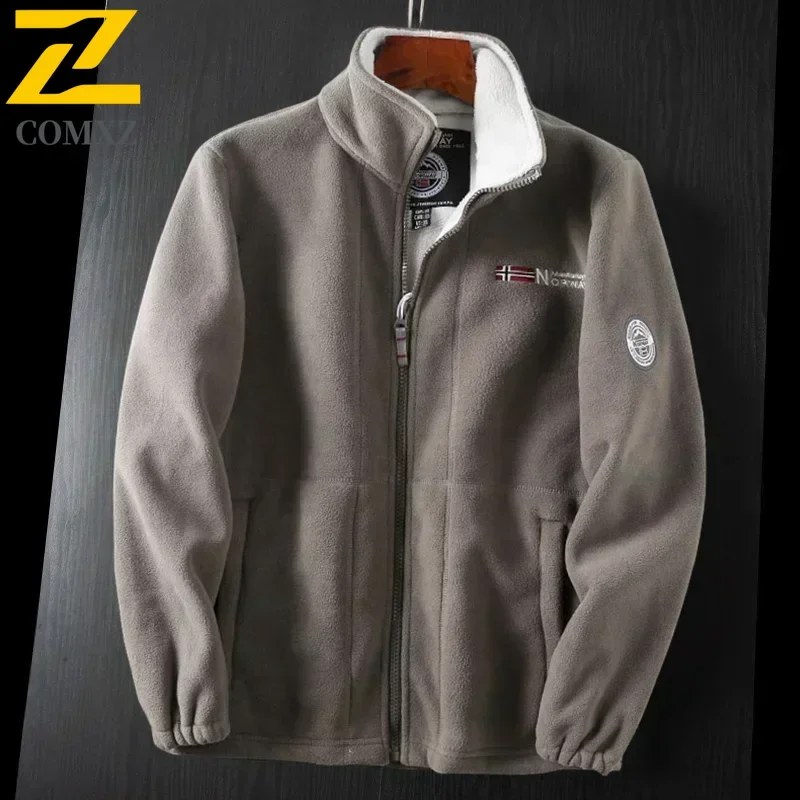Manteau Homme Capuche Hiver Chaud Doublée Polaire Zippe Epais Pur Coton