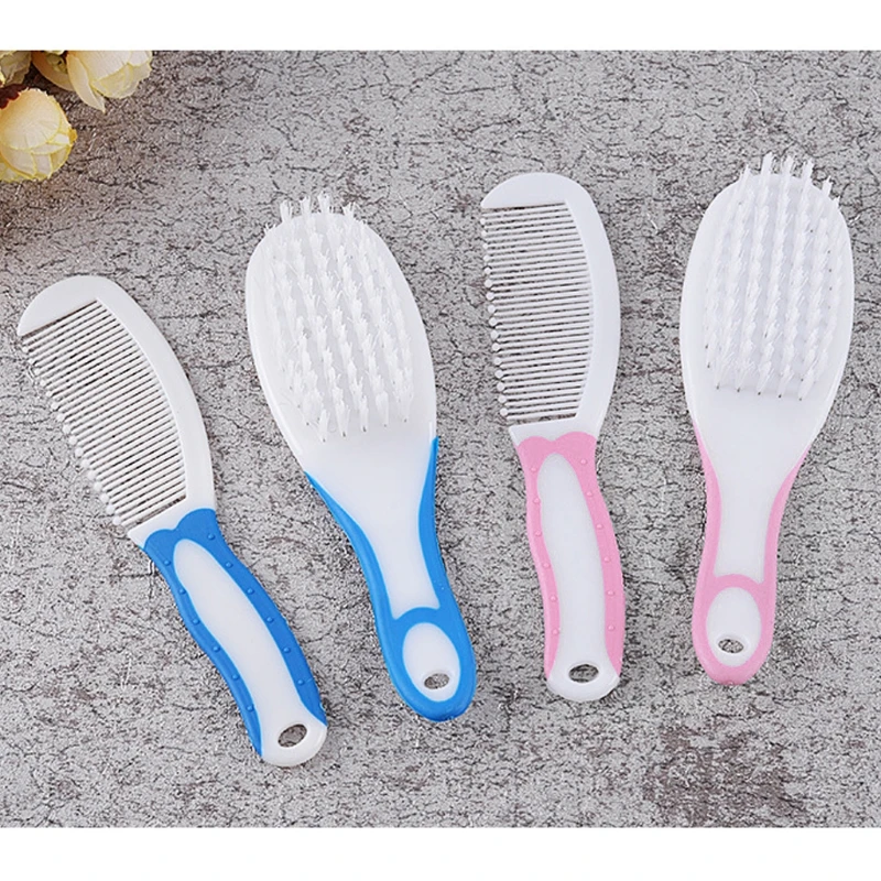 Baby Comb and Brush Set Nursing Supplies Bathing Washing Hair Soft Bristle Round Tip Safe for Head Massage A2UB