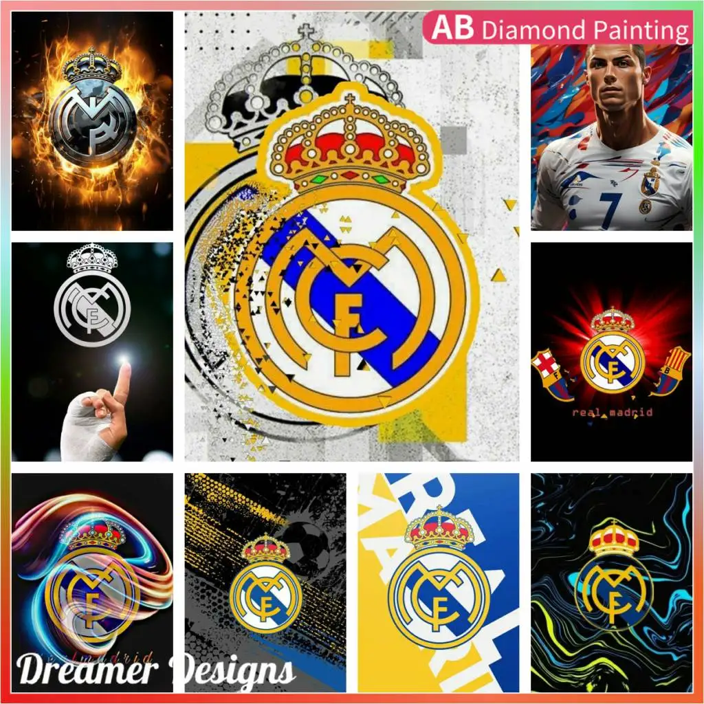 

Real M-Madrid C-CF ArtRhinestones Drawing Canvas Crafts 5d Stitch Art AB Diamond Painting Mosaic Room Decor Handcraft Gift Large