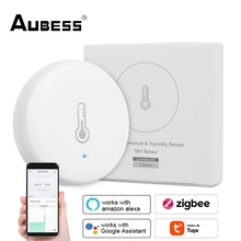 

Aubess Tuya ZigBee Smart Temperature And Humidity Sensor Battery Powered Smart Home Temp Controller Smartlife/Alexa Voice Contro