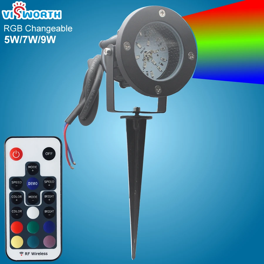 5W 7W 9W Led Garden Light Ip65 Rainproof Led Lawn Lamps Rgb Remote 12V Outdoor LED Spike Light SMD5730 Path Landscape Lights