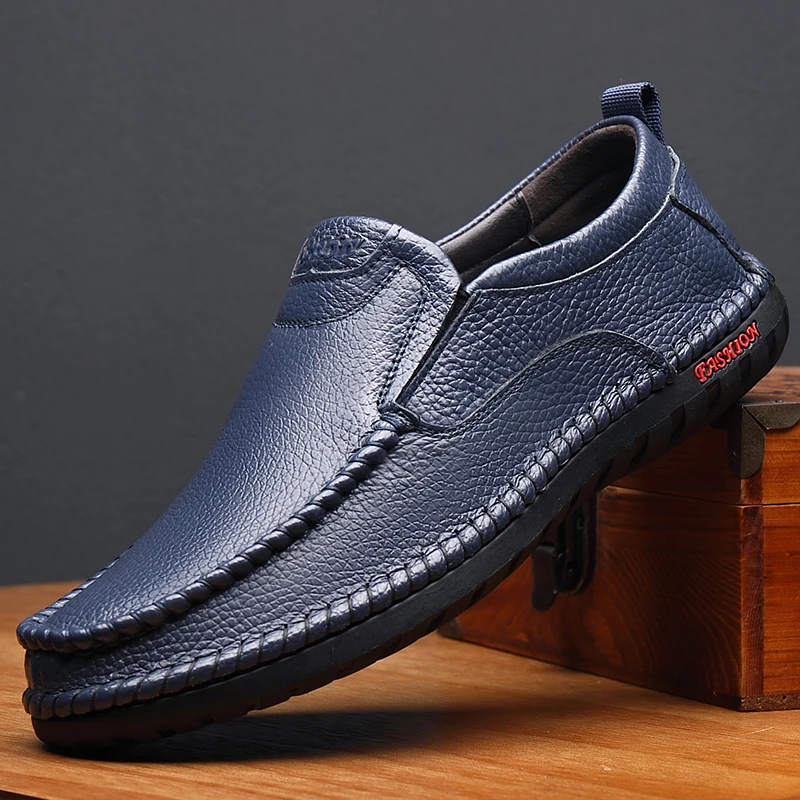 

Genuine Leather Men Business Shoes New Summer Breathable Formal Shoes Slip On Men's Casual Shoes Luxury Brand Driving Loafers