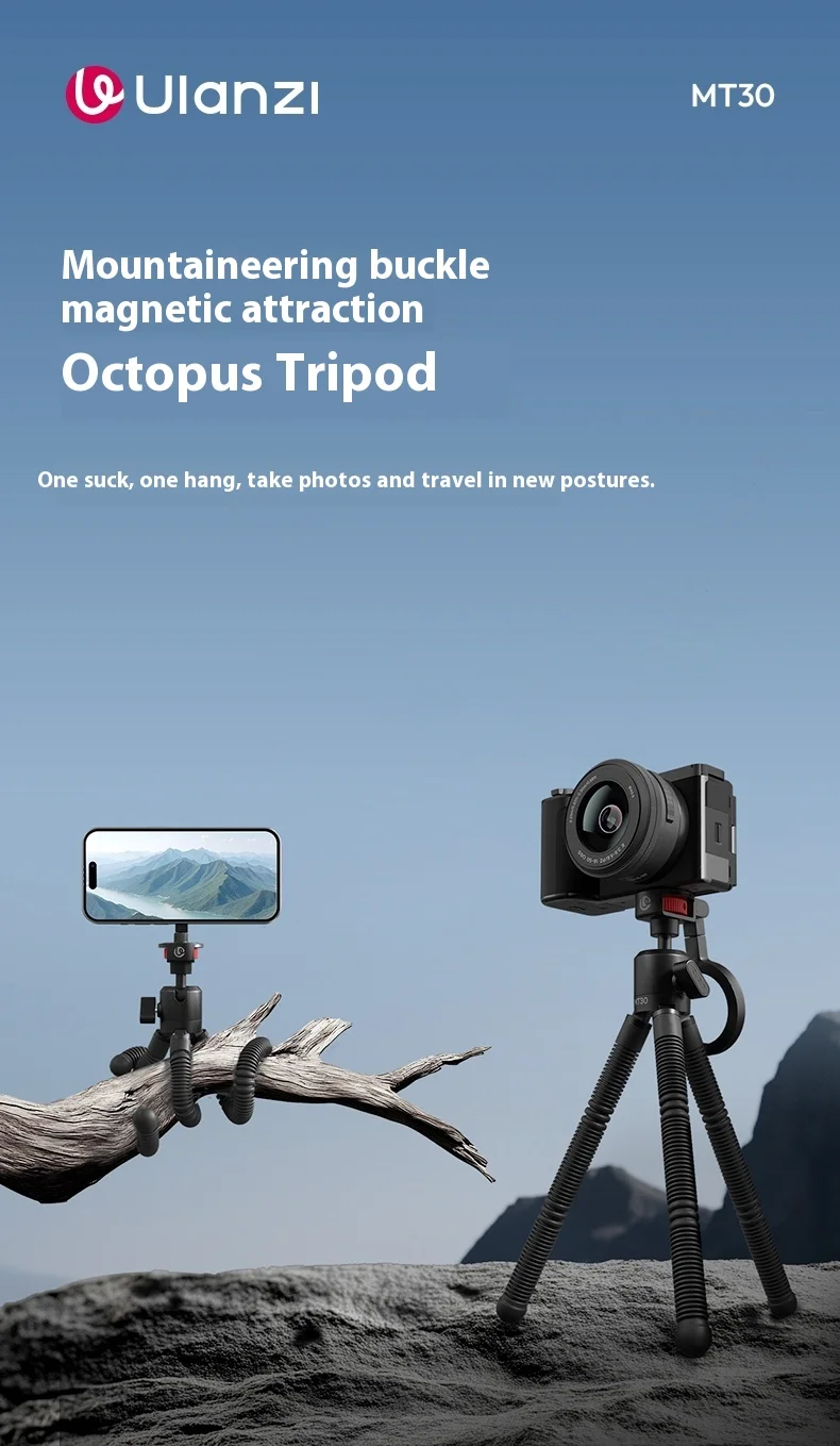 ULANZI T30 agnetisch Flexibel Statief Copatibel et agSafe Caera's iPhone et 1/4 Schroefdraad Buigbare ini Telefoonhouder, Octopus ini Statiefbevestiging Creatieve Foto's en Video-opnaen | Caera- en fotoaccessoires | Joybuy