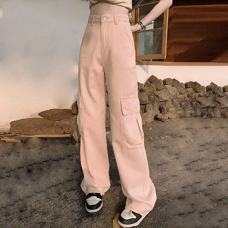 Spring Autumn New Fashion Elegant High Waist Solid Color Casual Versatile Western Commuting Wide Legs Loose Clothing Women Pants