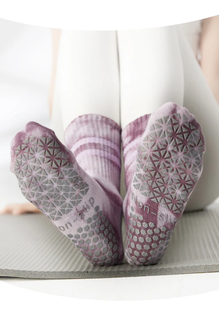 Yoga Socks Autumn Winter Women Tie-dye Gradient Stripe Pile Cotton Silicone Non-slip High Quality Pilates Grip Crew Socks 35 S891e044bde324169b2fb60419a97d06eY