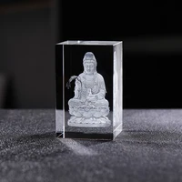 Avalokitesvara Crystal Figurine Fengshui Decoration Buddhist Religious Ornament 3D Laser Engraving Crystal Craft Gifts 1