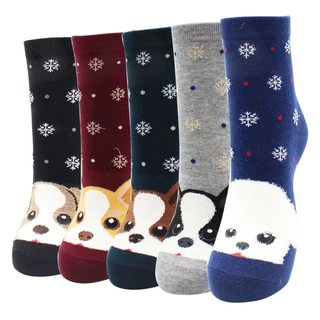 4-5 Pairs Newest Colorful Harajuku Korean Kawaii Cute Women Socks Cartoon Cat Dog Owl Stripe Avocado Girl Cotton Socks 5 pairs-AYT013