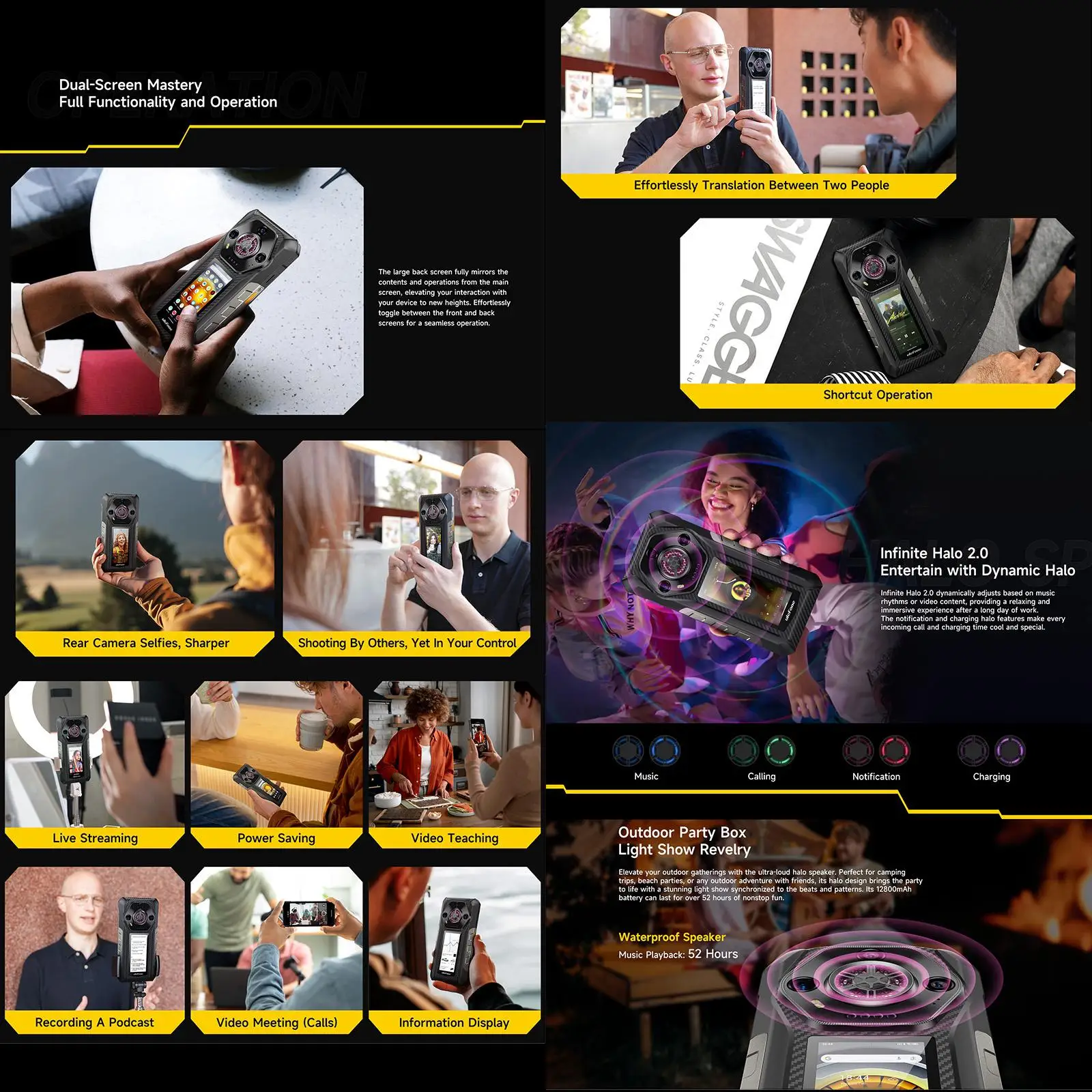 Ulefone Armor 30 Pro 5G Rugged Phone Android 14 Smartphone 6.9" Dual Screen 16GB+512GB MediaTek Dimensity 7300X 12800mAh 64MP Ca