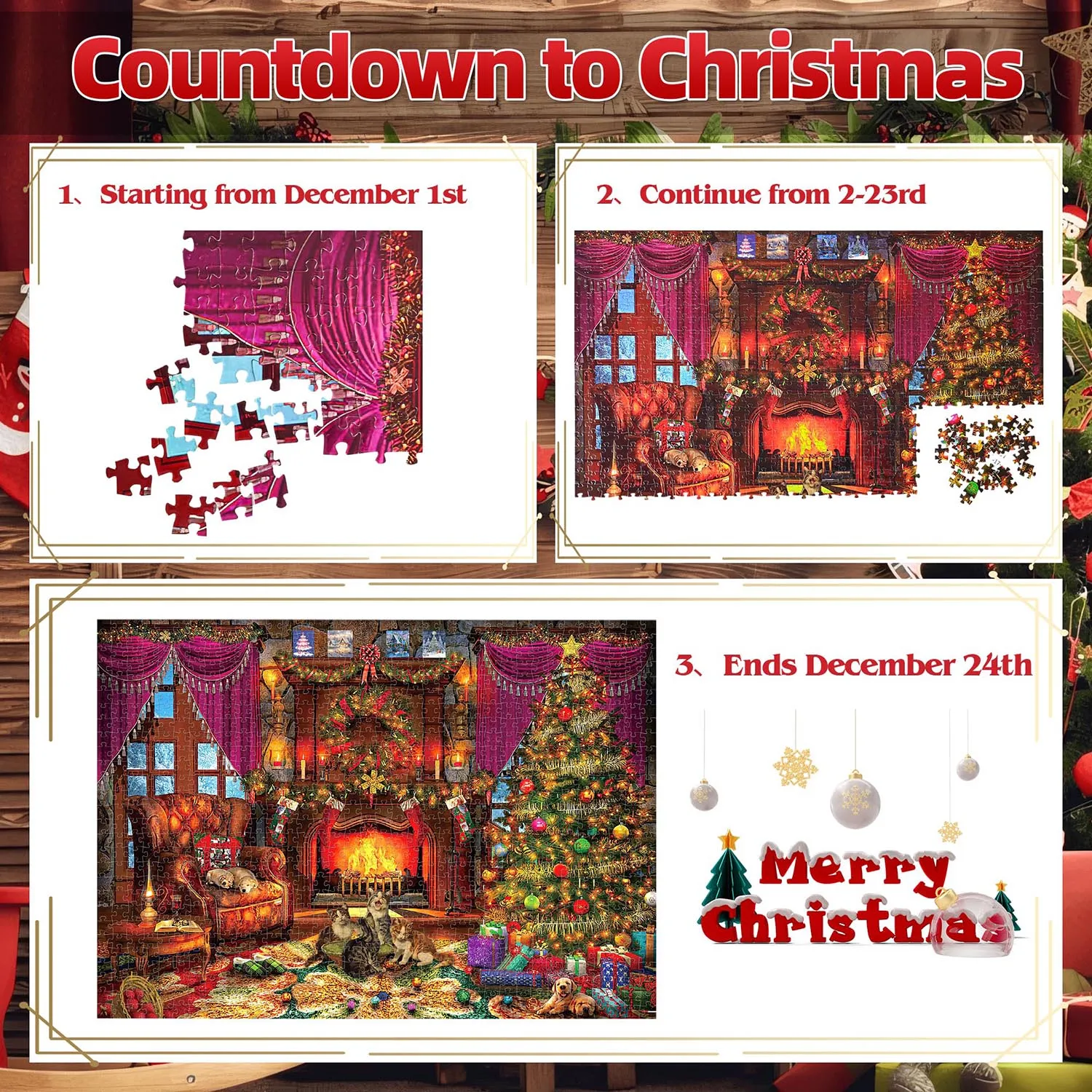 1008 Pieces Advent Calendar Jigsaw Puzzles for Adults & Kids Home Decor Game Family Fun Xmas 24 Days Countdown Educational Toys 2