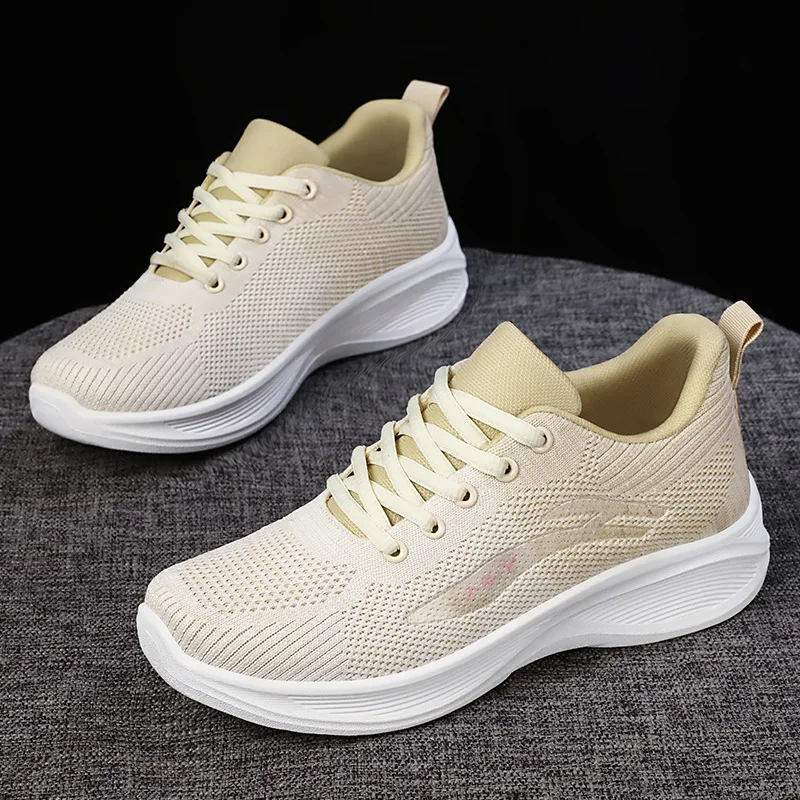 High Appearance Level Thick Sole IncreaseMesh Lace-up Fashion Al Comfortable Non-slipBreathable Sports Women's Single Shoes