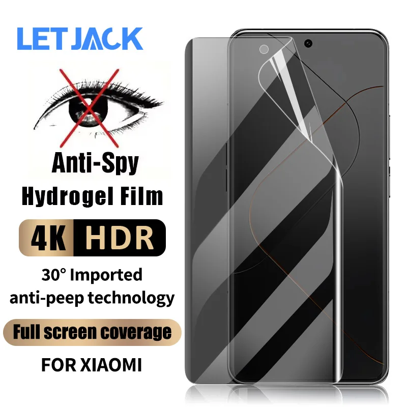 

3D Full Curved Anti-spy Hydrogel Film For Xiaomi 14 13 12 12S 12X 11 Ultra Screen Protector For Redmi Note 13 Pro Plus Not Glass