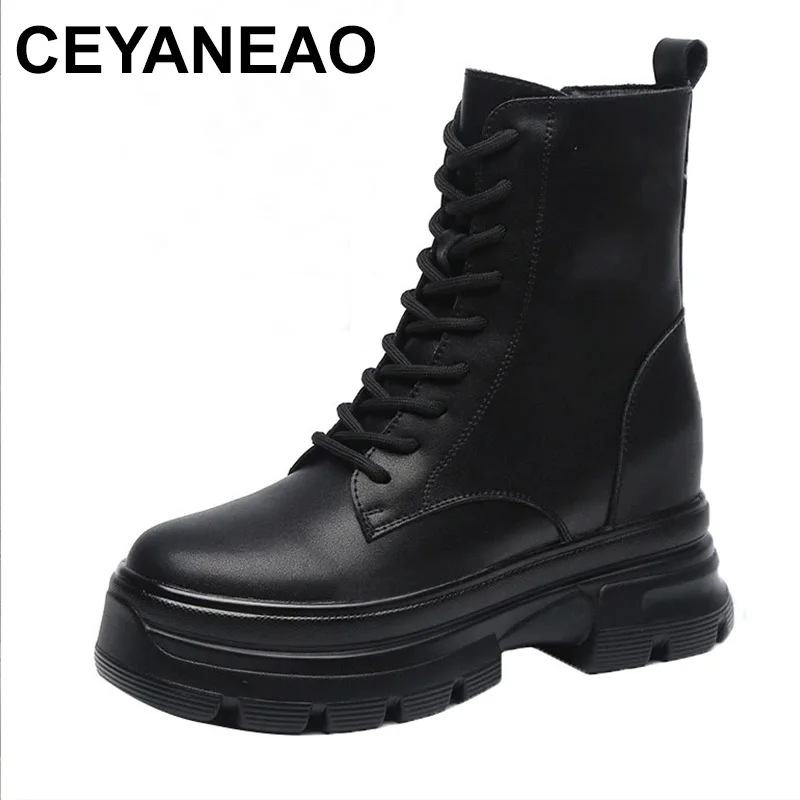 

Женские ботильоны на танкетке со скрытым каблуком 8 см, сплит-кожа, водонепроницаемые демисезонные мотоциклетные ботинки в стиле панк