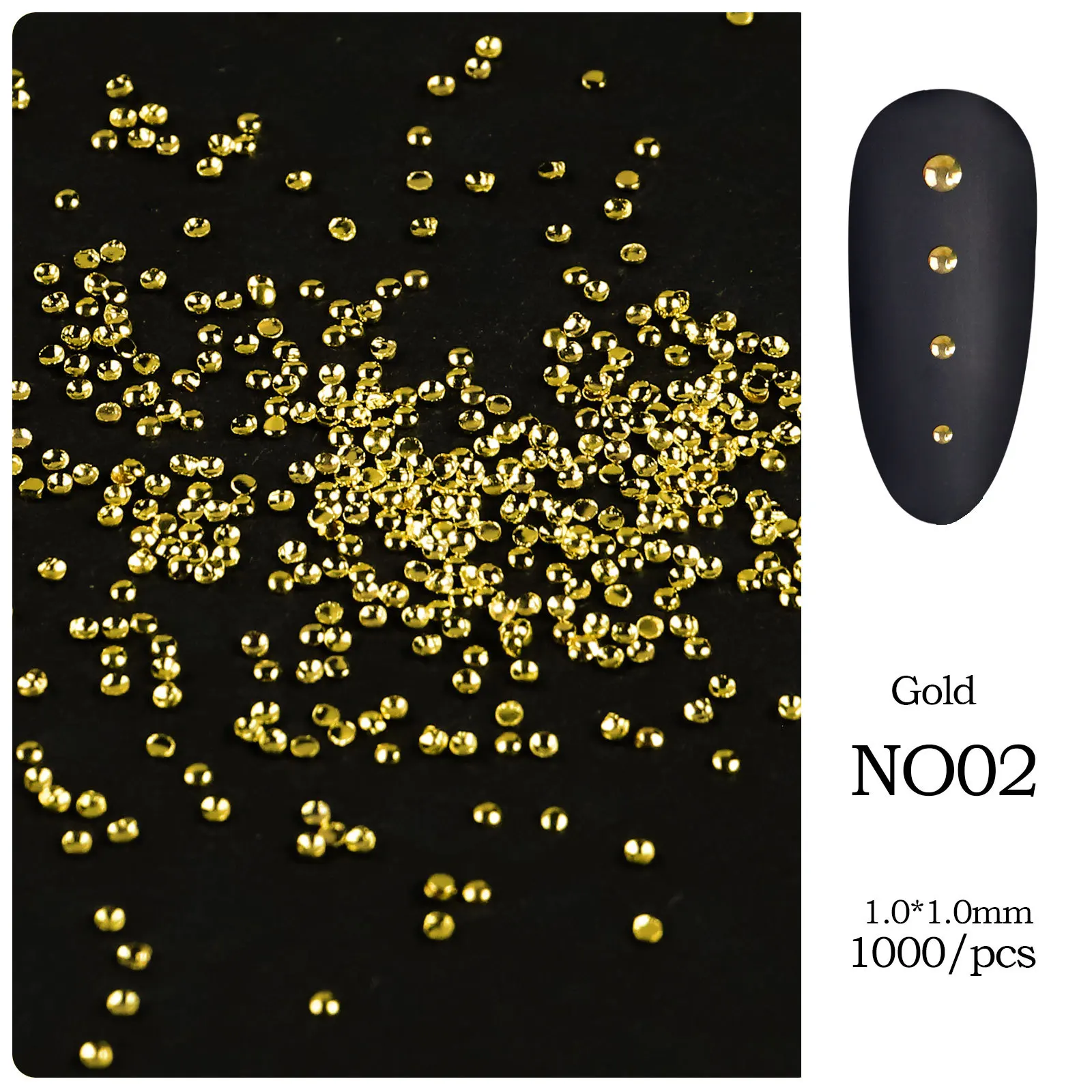 1000 Stück Mini-Metallnieten Nagelkunst-Dekorationsset Nagelnieten Kaviarperlen für 3D-Gel-Lack-Design Nagelkunst-Zubehör – Detail 6