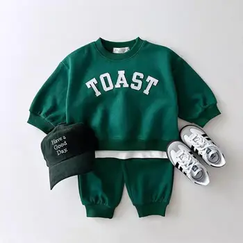 2025 Autumn New Baby Letter Print Sports Clothes Set Kids Girls Long Sleeve Casual Sweatshirt + Pants 2pcs Suit Toddler Outfits