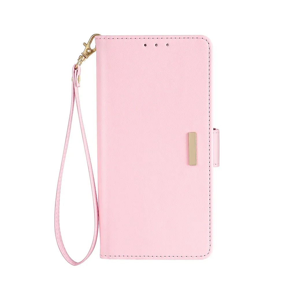 Magnetic Leather Flip Wallet Case with Card Slots and Side Buckle - Shockproof Cover