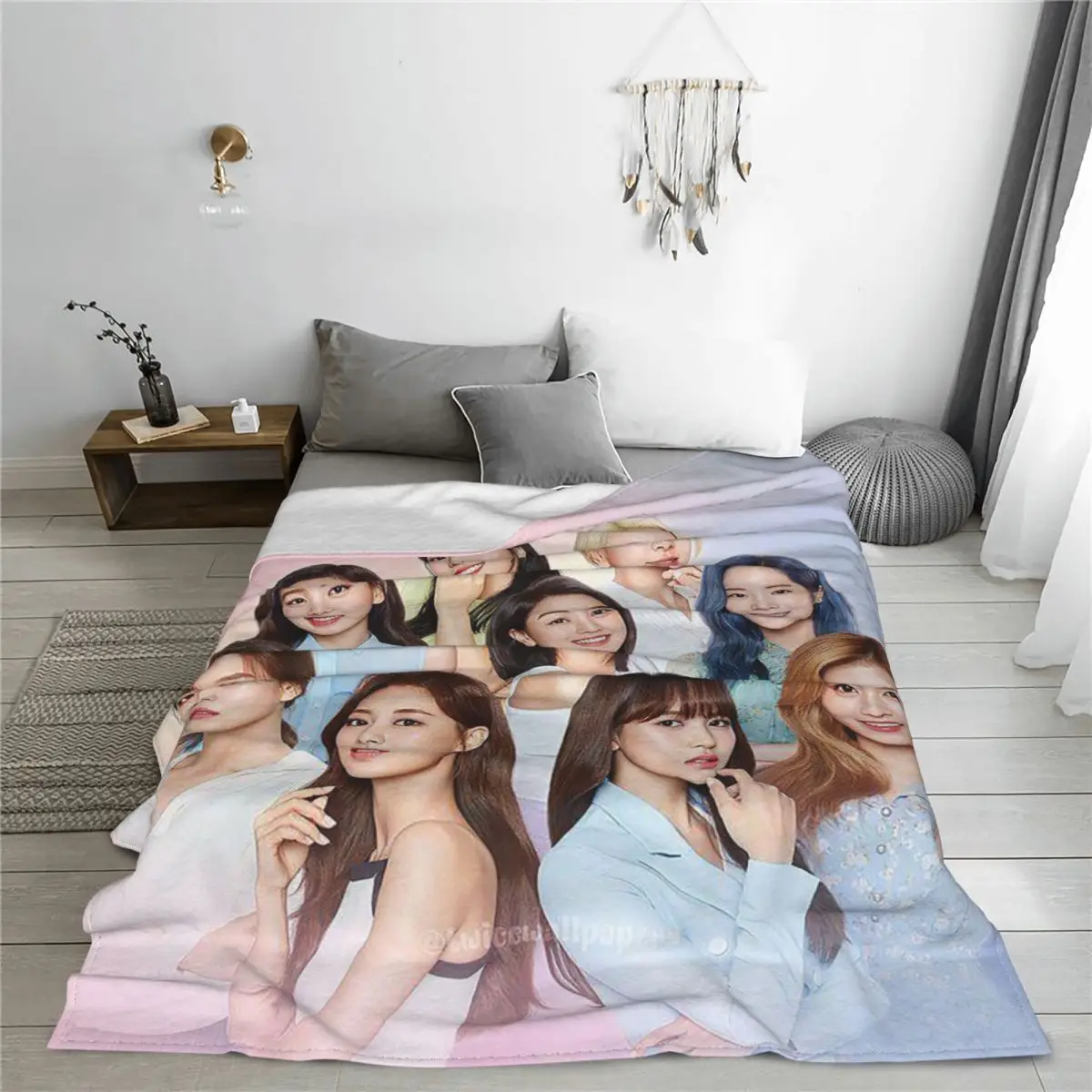 Korean Women&s Group TWICE Blankets Fleece Textile Decor Multi-function Soft Throw Blanket for Sofa Couch Rug Piece
