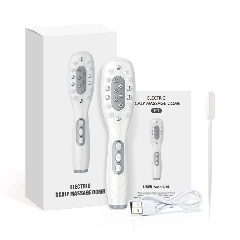 EMS Electric Massage Comb Blue Red Purple Light Therapy Vibration Hair Growth Scalp Brush Liquid Oil Applicator Anti Hair Loss