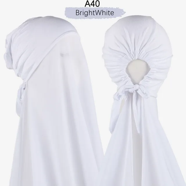 Muslim Women Chiffon Hijab With Cap Bonnet instant Chiffon Hijab Pinles Shawl Head Scarf Under scarf Caps Cover Headwrap A40