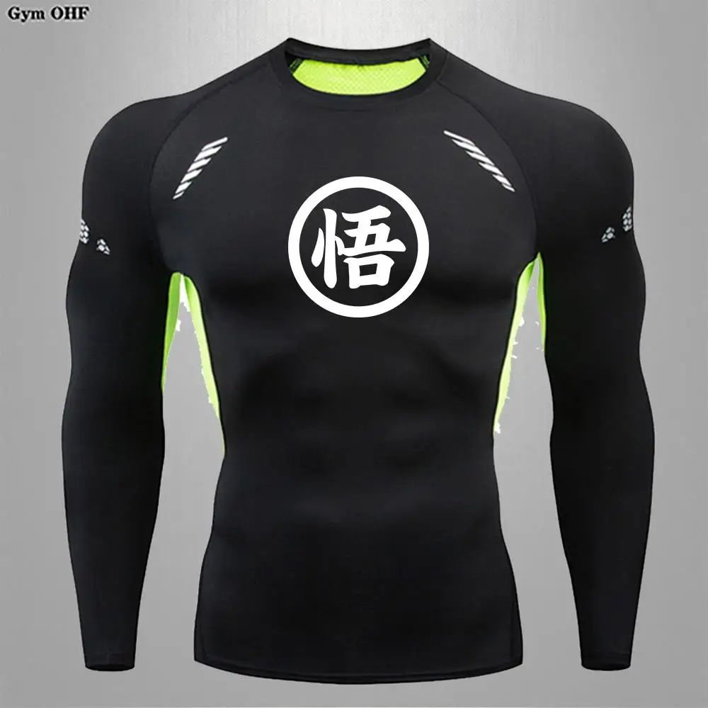Goku Print Compression Shirts For Men Gym Workout Jogging Fitness Undershirts Base Layer Quick Dry Aerobic Exercise Men Tops