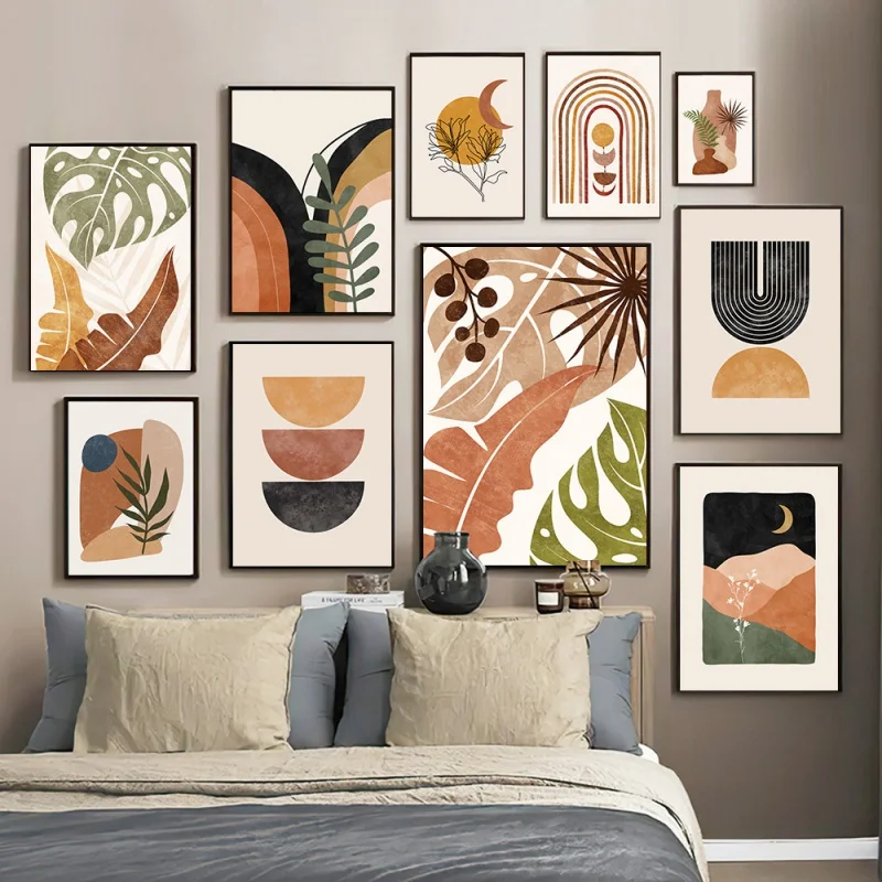 

Bohemian Abstract Geometric Lines Canvas Painting Living Room Decorative Posters Wall Mural Frameless