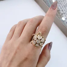 

Fashion Gold Color Full Zircon Tortoise Rings for Women's Goth Punk Finger Ring Hip Hop Party Jewelry Accessories