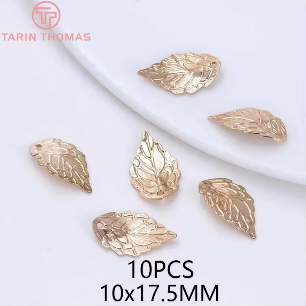 24K Gold Plated Brass Leaf Charms