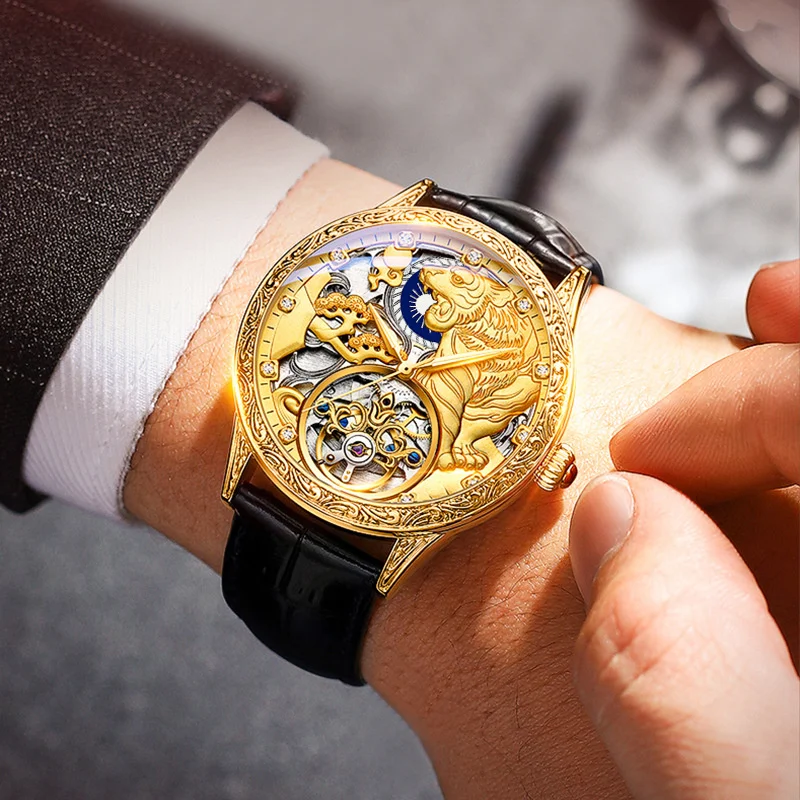CHENXI 6029H orologi da uomo di moda meccanica Top Brand Luxury Montre Homme Golden Tiger Clock orologio automatico scheletro