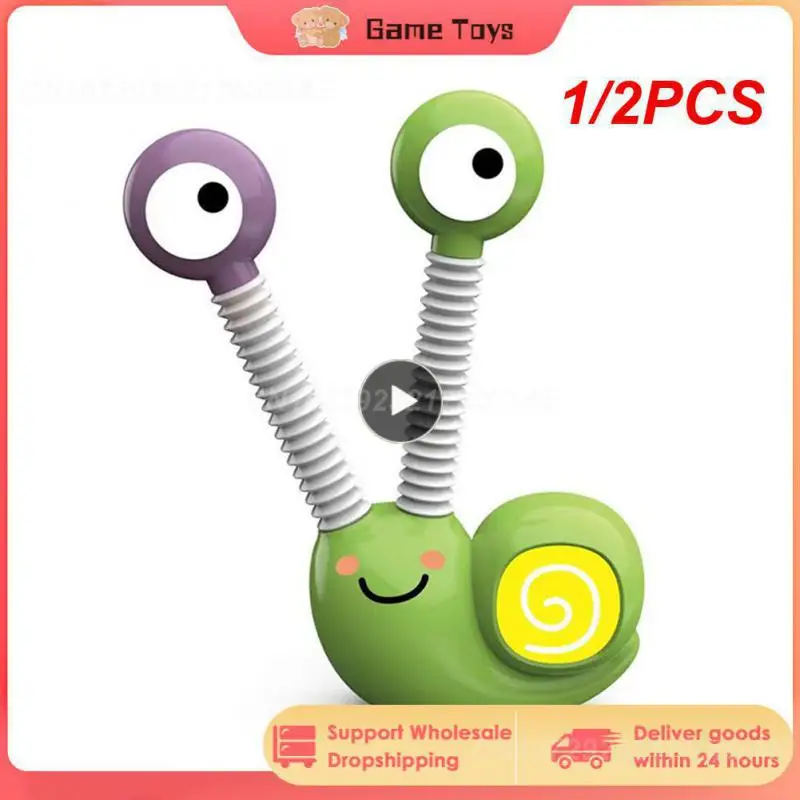 

1/2PCS Fidget toys kawaii Snail Decompression Telescopic Tubes kids toy Sensory led Light Lifelike Shape for Stress Anxiety