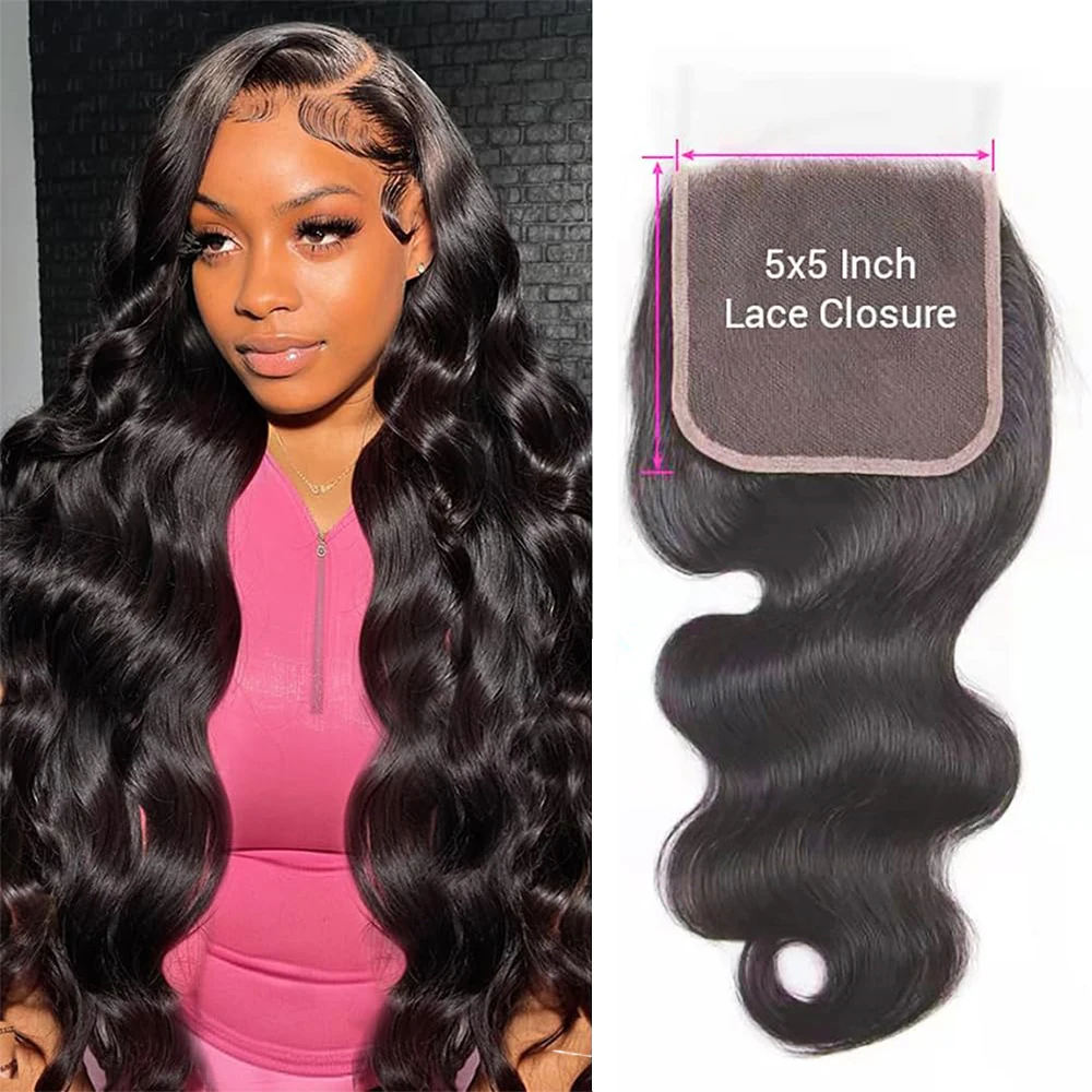 5x5 Lace Closure With Baby Hair Human Hair HD Lace Frontal Closure Remy Brazilian Body Wave Ear to Ear 13x4 Transparent