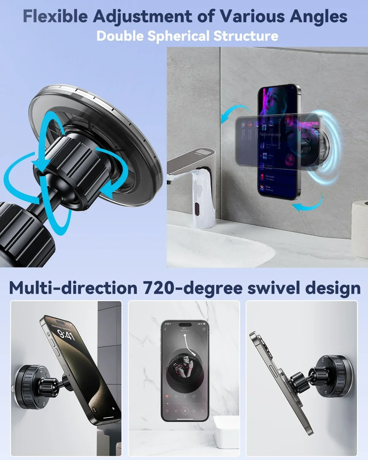 Oatsbasf 자기 흡입 컵 샤워 전화 홀더 벽에 욕실 스틱에 대 한 거울 전화 마운트 iPhone에 대 한 Magsafe 전화 스탠드