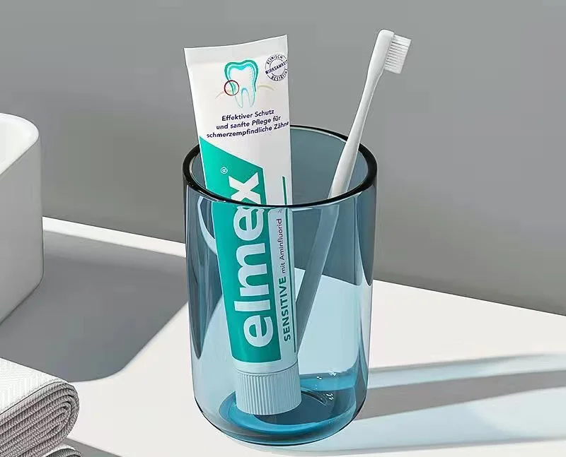 High Capacity Nordic Style Toothbrush Clear Tooth Glass Bathroom Solid Color Transparent Mouthwash Cup_voghion.com