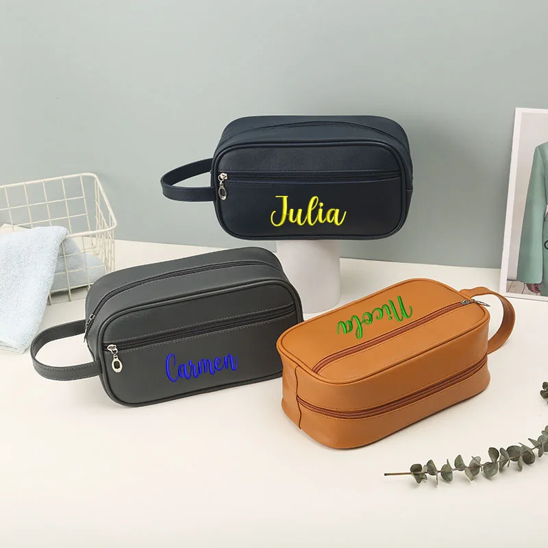 Personalized Embroidery Men's and women's handbags multi-functional waterproof makeup bag towel toothbrush storage bag 3