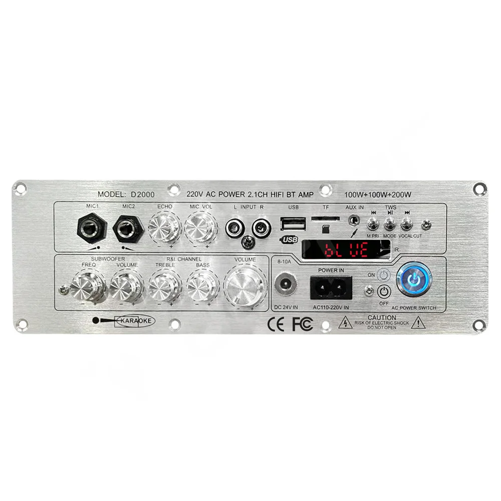 Audio Amplifier Board 100W+100W+200W Support Wireless Microphone Bluetooth5.1 Ch