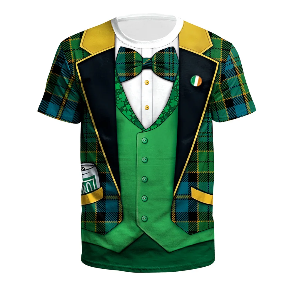 

Summer Fashion Sunshine Men's T-shirt Irish St. Patrick's Day Animal Cat 3d Printed Fashion Casual O-collar Advanced Clothing