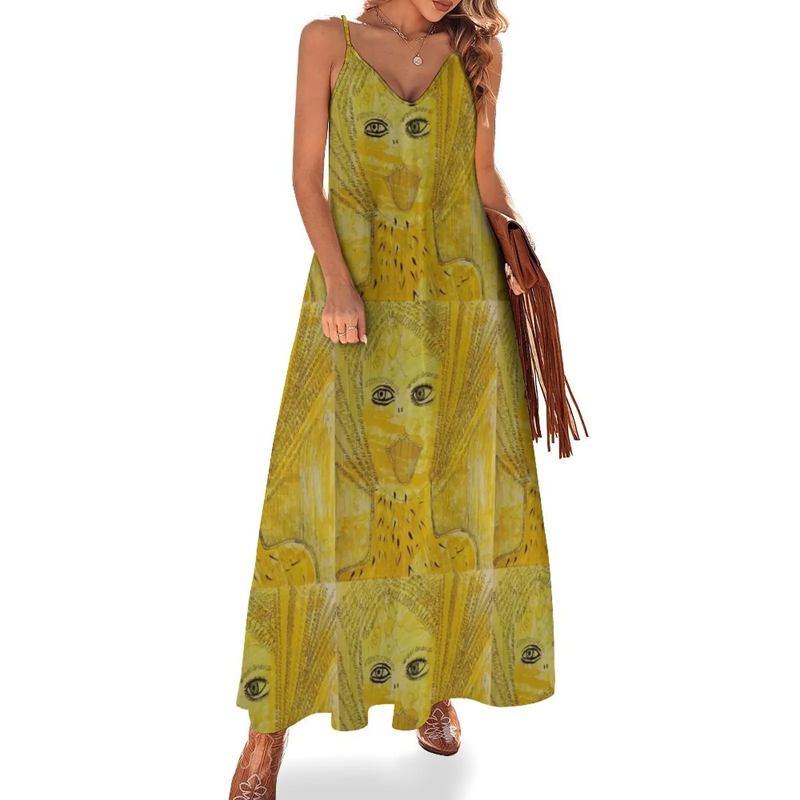 

Yellow portrait Sleeveless Dress Long dress dresses summer woman 2024 Women dresses summer dress summer