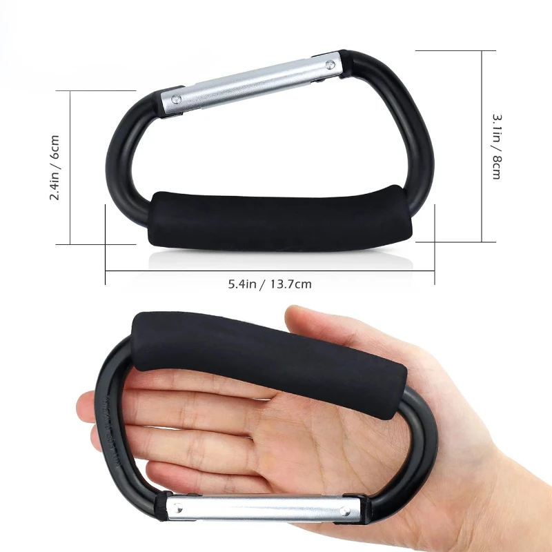 Large Carabiner Stroller Hooks Organizer Aluminum D Ring Spring Snap Keychain Clip For Hanging Bags