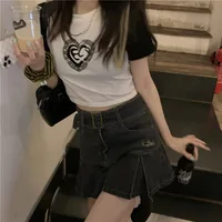 Kawaii Hot Girl Denim Skirt Womens Pleated Skirt Y2k  Fashion Casual College Style High Waist Slim Goth Mini A Word Short Skirt - Image 5