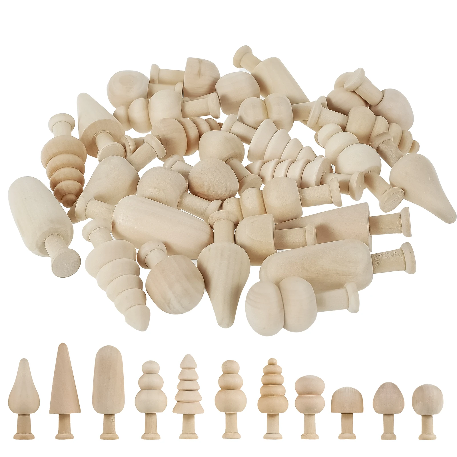 30/40Pcs Unfinished Wooden Trees Paint Color DIY Crafts Christmas Tree Unfinished Wood Mushroom Blank Painting Toy Xmas Gifts