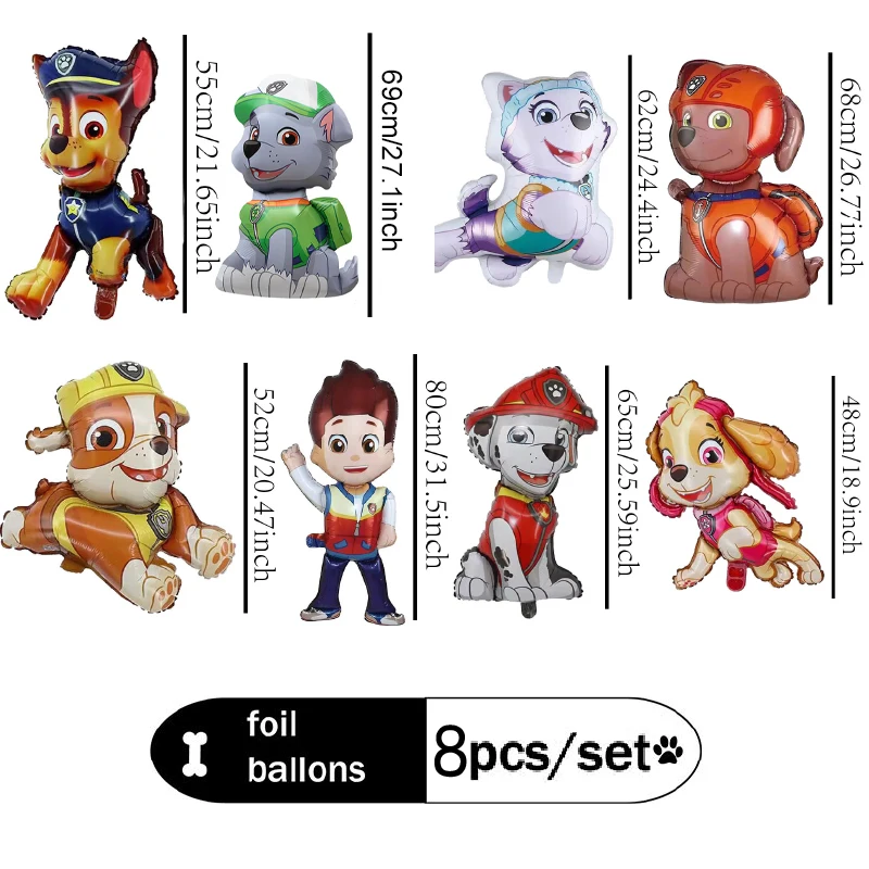 Paw Patrol Folien-Aluminiumballons Kombination Chase Rocky Skye Set Cartoon für Geburtstag Babyparty Dekorationen Zubehör – Detail 1
