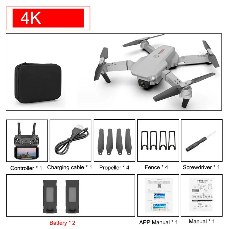 Mini E88 Drone 4k HD Dual Camera Visual Positioning 1080P WiFi Fpv Drone Height Preservation Rc Quadcopter Dron Toys 