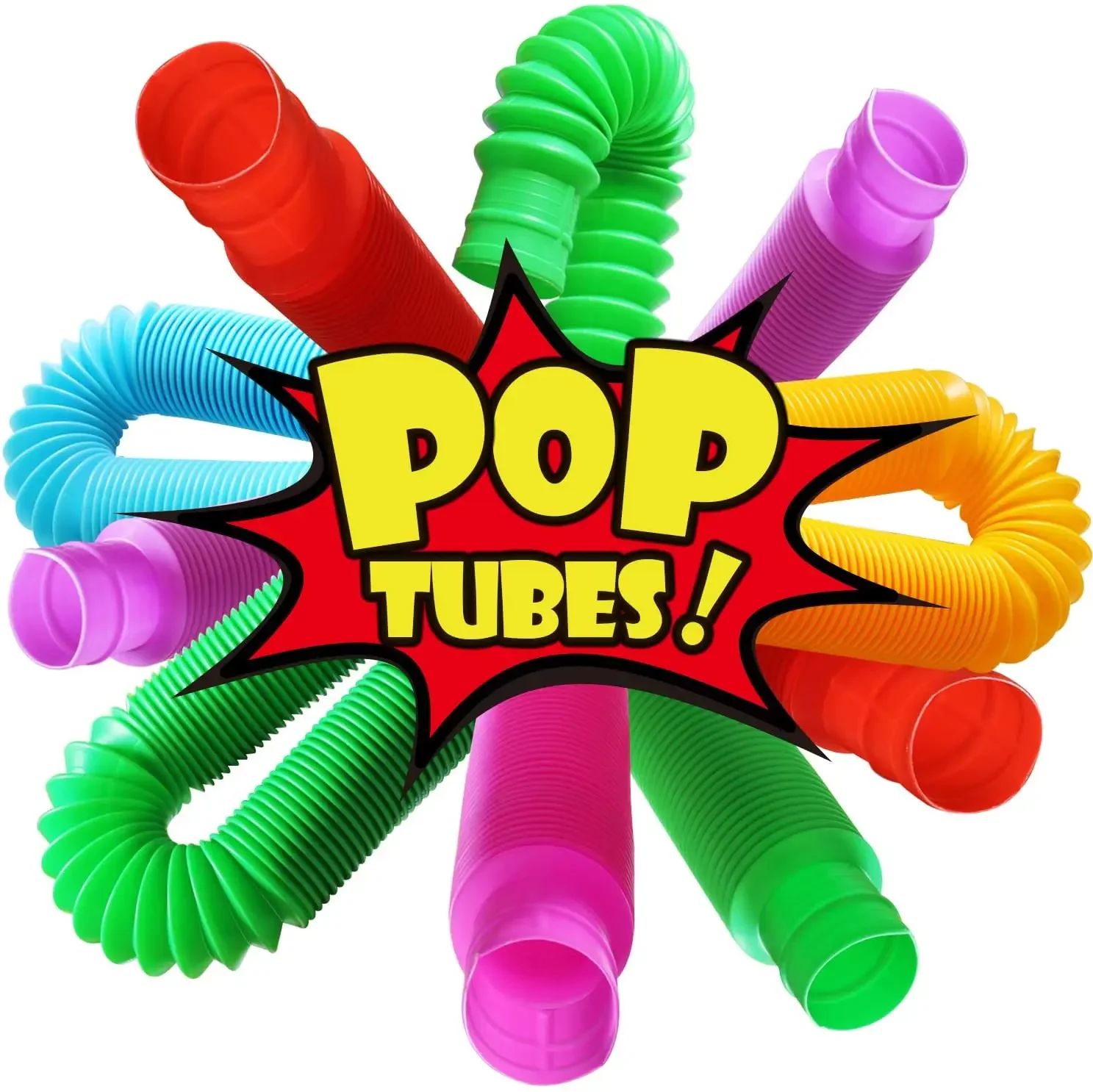 Pop Tube Sensory Fidget Toy 4 Pack 4pcs Random Colorful Heavy-Duty for Construction Educational Toys