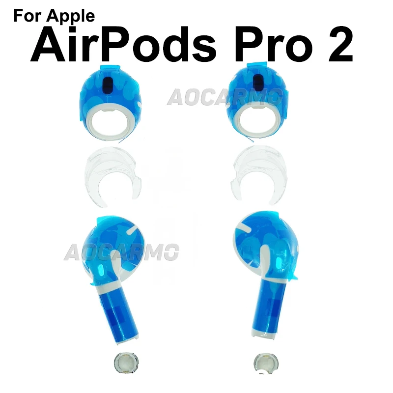 Aocarmo For Apple AirPods Pro 2 A2931 A2699 A2698 Earphone Housing Full Set Case Cover Left Right Shell Repair Replacement Part